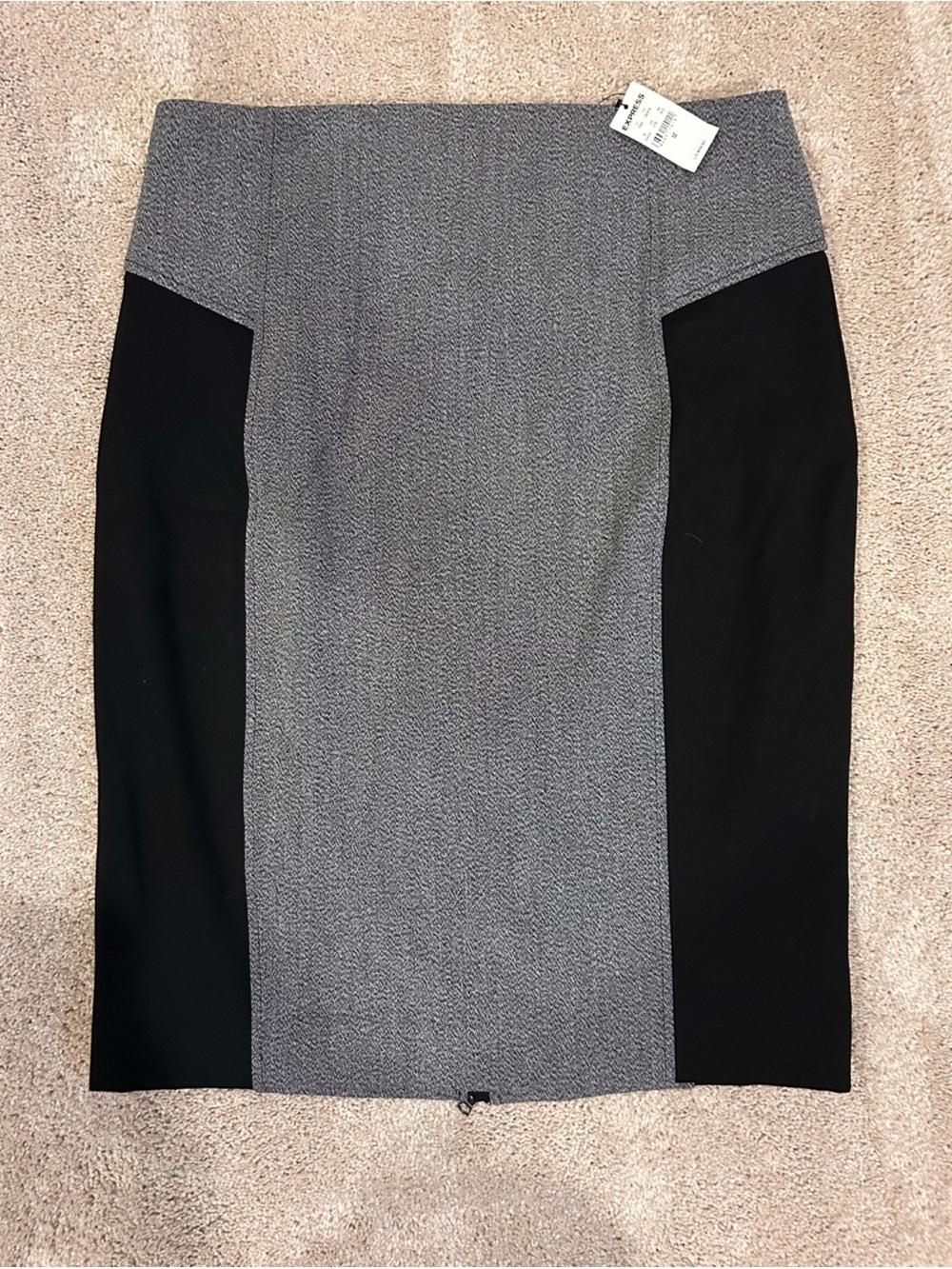 NWT Express Colorblock Pencil Mini Skirt - Gray and Black Size 12